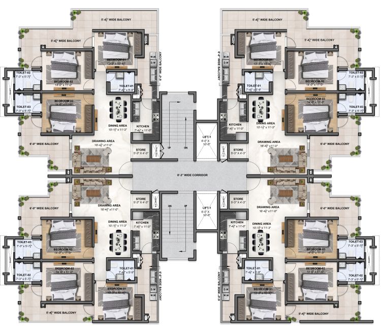 Atlantis Grand 3 bedroom plus store floor plan