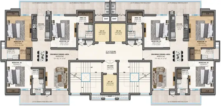 Atlantis Heights upper-level 3 bedroom tower layout